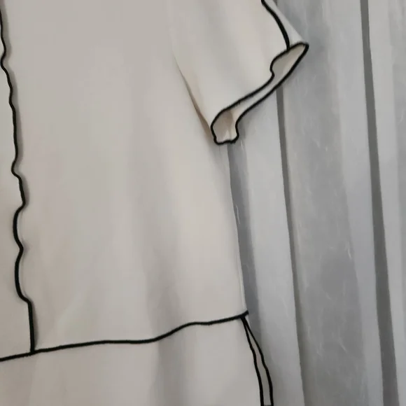 Zara White Blouse with Black Piping-Size M - Picture 5 of 7